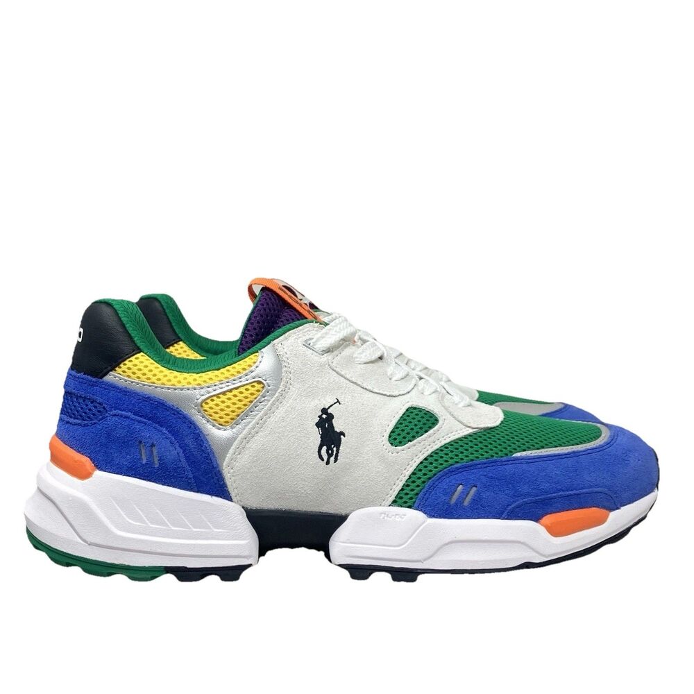 Polo Ralph Lauren Sneakers Womens 12.5 Colorblock Suede Leather Lifestyle Jogger - Picture 1 of 10